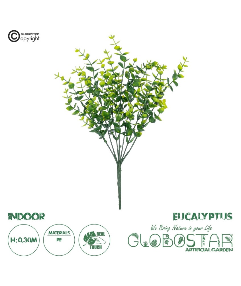 GloboStar® Artificial Garden  EUCALYPTUS BRANCH 21065 Διακοσμητικό Κλαδί Ευκάλυπτος Φ17 x Υ30cm